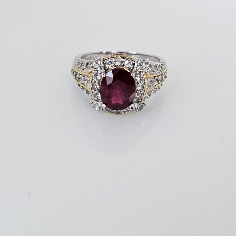 Victoria Wieck Ruby Ring Sterling Silver & 14K Yellow Gold Size 9.5! - Picture 2 of 12